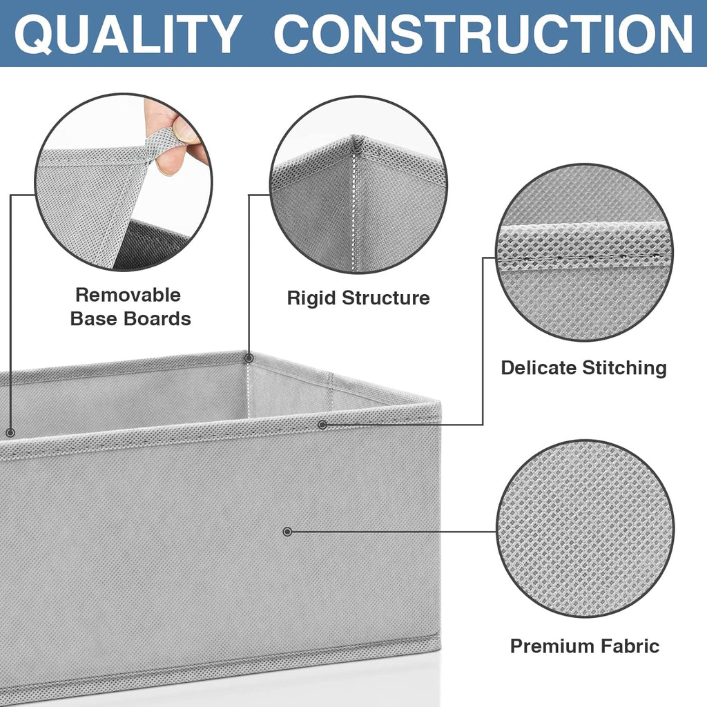 Drawer Organizer Clothes 12 Pack, Dresser Organizer for Nursery Bedroom Closet Organization and Storage - Baby Clothes Organizer Bins - Drawer Divider for Sock Underwear Bra Ties (Grey)