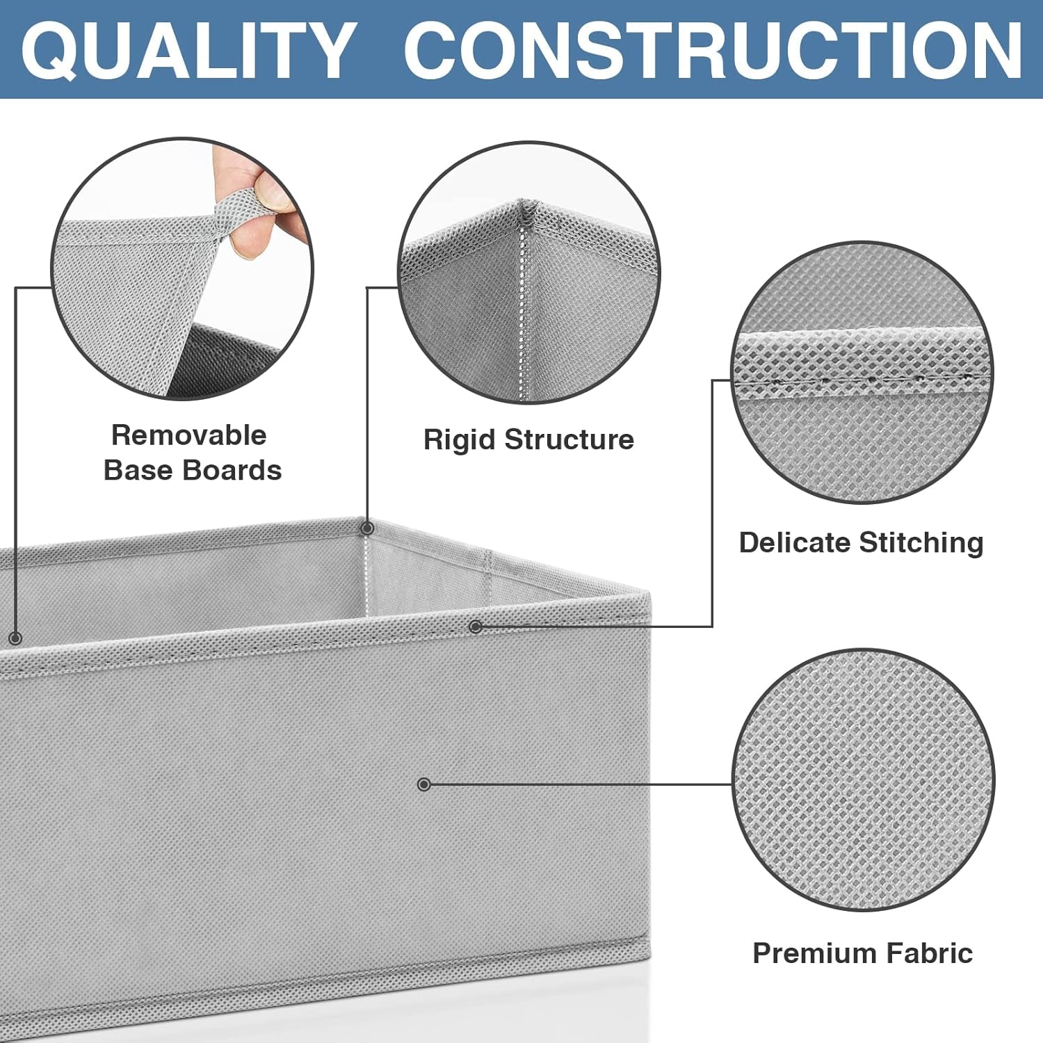 Drawer Organizer Clothes 12 Pack, Dresser Organizer for Nursery Bedroom Closet Organization and Storage - Baby Clothes Organizer Bins - Drawer Divider for Sock Underwear Bra Ties (Grey)