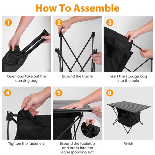 1Pc Foldable Camping Table With Storage Basket Rustproof Portable